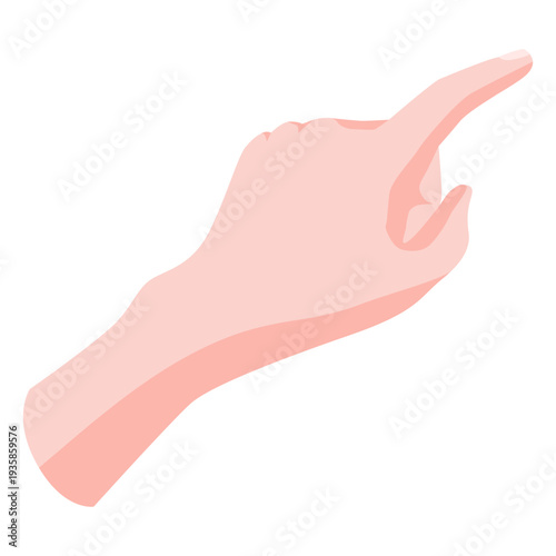 Simple pointing semi flat hand sign