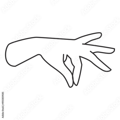 Joining thumb and index fingers hand sign stroke