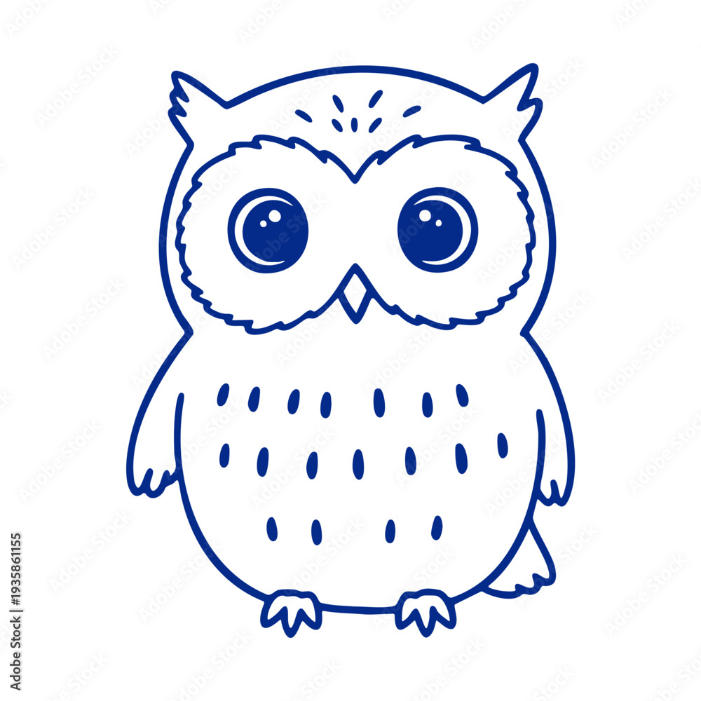 Fototapeta premium A cute cartoon owl illustration with big eyes and a simple design