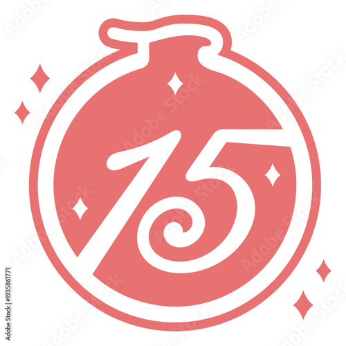 15th birthday red filled stroke earring