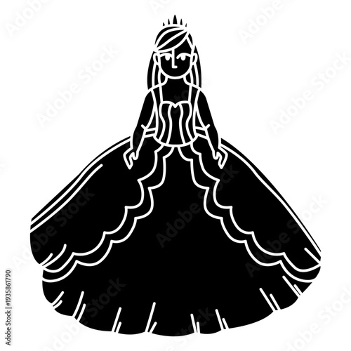 Hand drawn girl in dress cut out