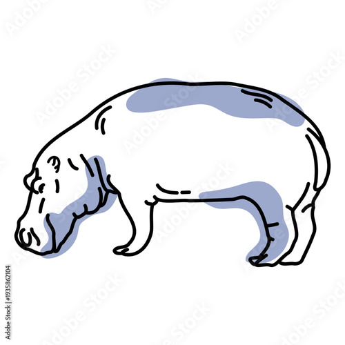 Color stroke semi colored hippo
