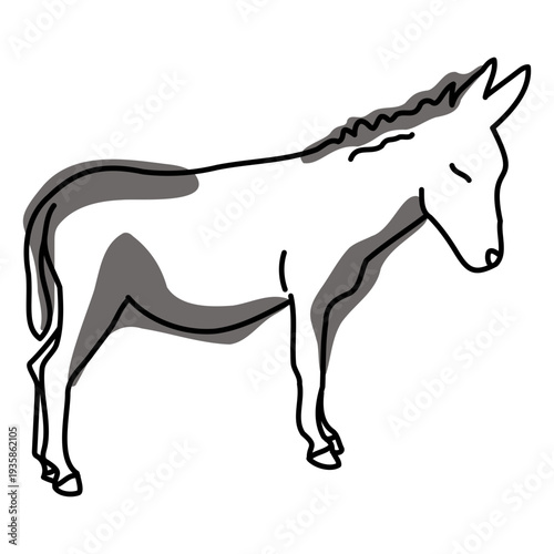 Color stroke hand drawn donkey