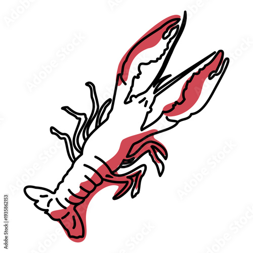 Color stroke semi colored lobster