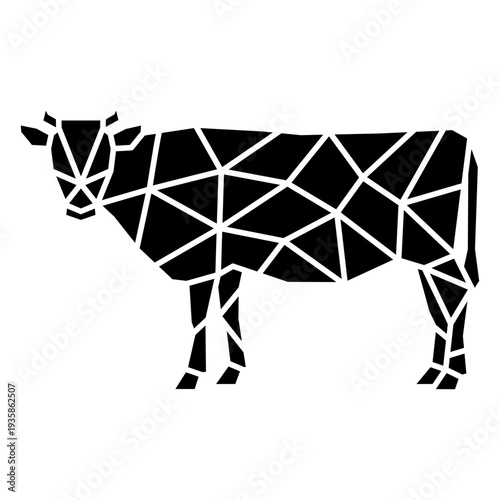 Simple standing polygonal cut out cow