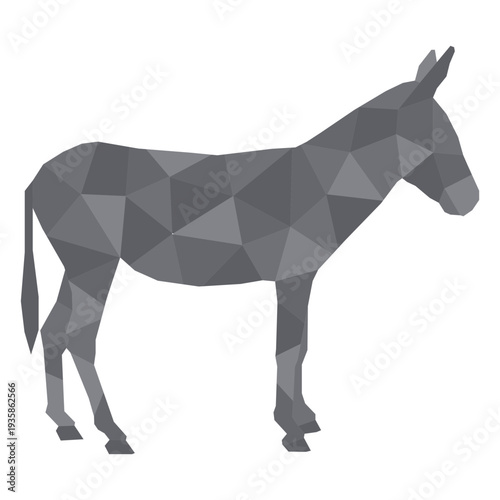 Standing color polygonal donkey
