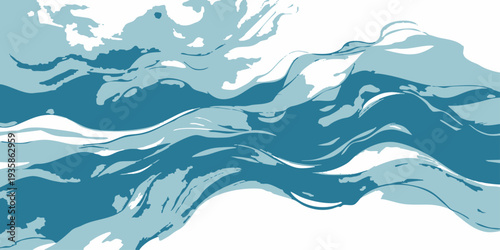Vector abstract artistic rendering of water in motion, showcasing fluid dynamic patterns and the essence of the ocean's character.