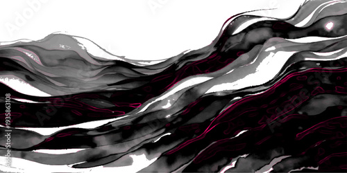 Vector Abstract depiction of flowing, layered forms suggesting a landscape. A contemporary abstract artwork, showcasing a unique and stylized interpretation of natural forms.