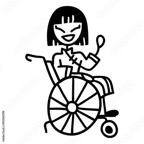 Asian girl in wheelchair doodle