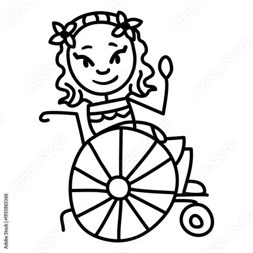 Hawaiian lady in wheelchair doodle