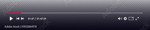 Video player bar template with button play, speaker, volume, timelime isolated on background. Audio player for songs, podcast