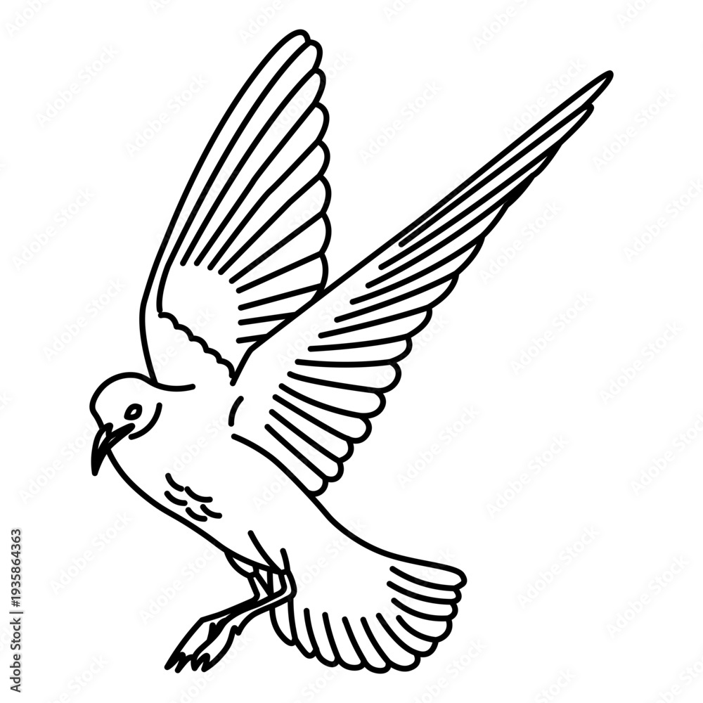 Fototapeta premium Side flying seagull stroke