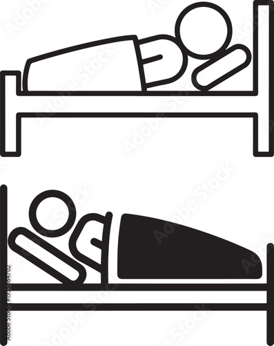 Person sleeping in bed icon