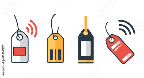 RFID tag Line art vector set creative smooth color