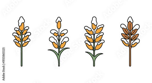 Snow covered crop Line art colorful design illustration