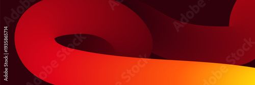 Abstract flowing ribbon design in vibrant red orange and black colors