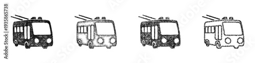 Sketch trolleybus icon design set