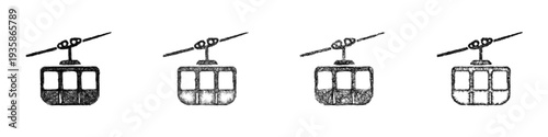 Sketch cable car icon design set