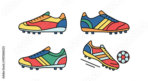 Soccer Shoes Line art vector minimal graphic color