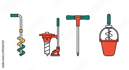 Soil sampler Line art vector creative smooth modern illustration