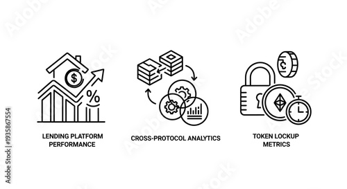 Fintech Icons: Lending Platform Performance, Cross-Protocol Analytics, Token Lockup Metrics