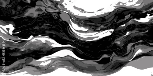Vector Abstract monochromatic art evokes a sense of fluid motion and intricate forms. a dynamic display of textures and shades creating a mesmerizing visual experience.