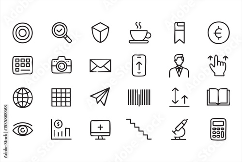 Corporate Interface and Analytics Line Icons for Dashboard Graphics