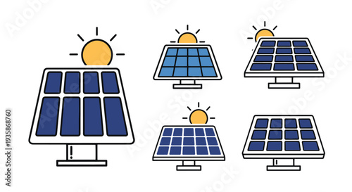Solar Panel Line art abstract digital color vector