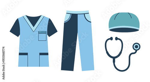 Scrubs Line art vector set soft abstract tone illustration
