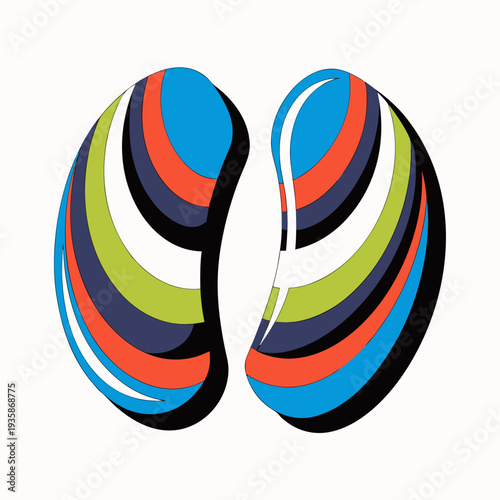 A colorful logo with two rounded shapes side by side