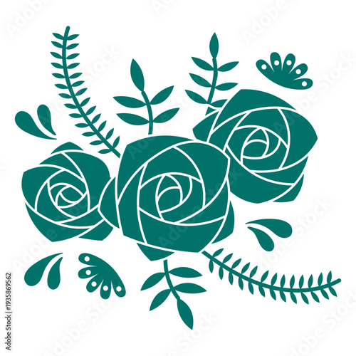 Ornamental roses cut out