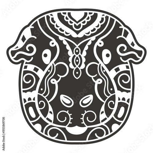 Cute hippo mandala design
