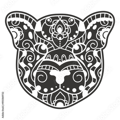 Leopard head frontal mandala style cut out
