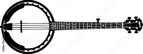 Banjo Silhouette Clean Minimal Flat Vector Black

