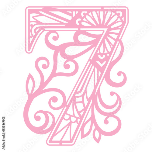 Pink number seven mandala