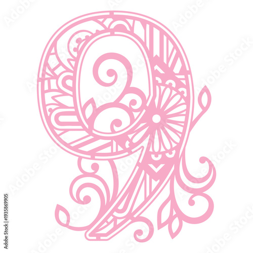 Pink number nine mandala