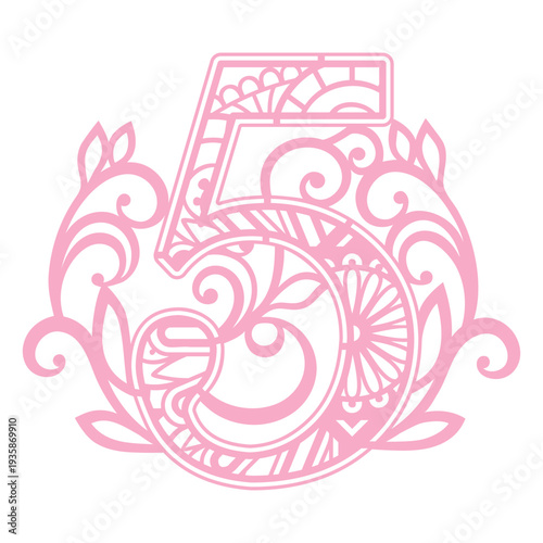 Pink number five mandala