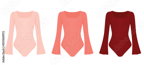Red bodysuit shirt. vector illustration