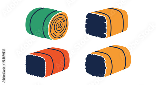 Cotton bale Line art vector dynamic creative style illustration