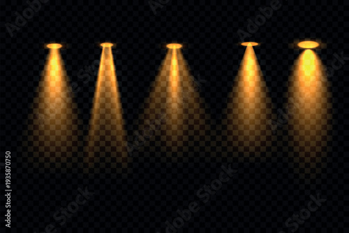 five golden focus spotlight effect background design.