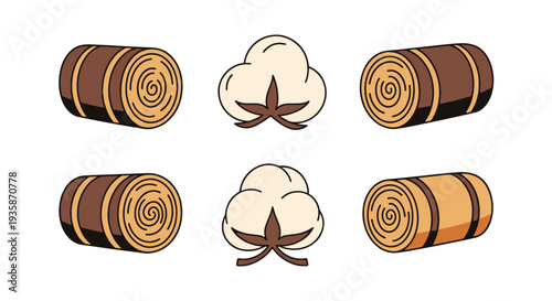 Cotton bale Line art vector minimal graphic color