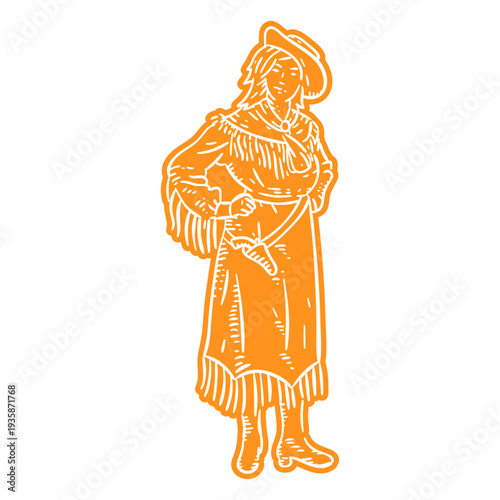 Cowgirl traditional clothes cut out