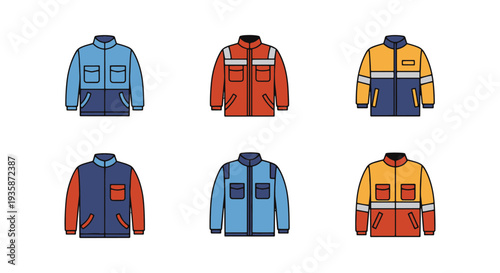 Coverall Line art vector set dynamic abstract color