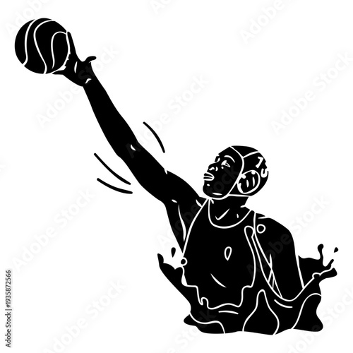 Waterpolo player receiving ball cut out
