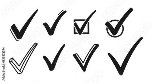 Collection of Hand Drawn Check Mark Symbols.