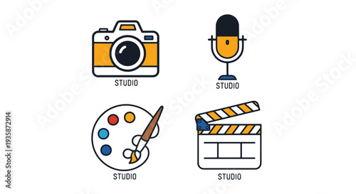 Studio Line art minimal color concept vector