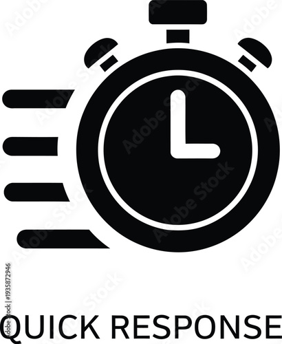 Quick response time icon with stopwatch