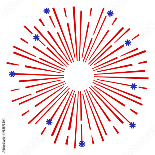Circular red fireworks stroke
