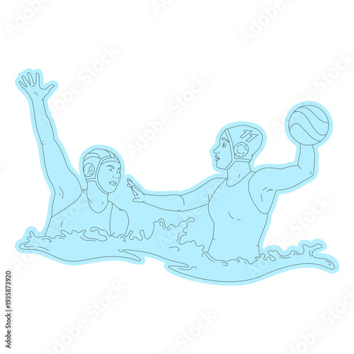 Waterpolo players line art