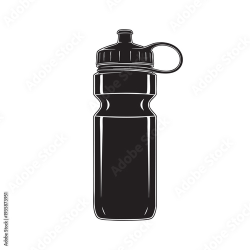 Silhouette of a water bottle isolated on transparent background